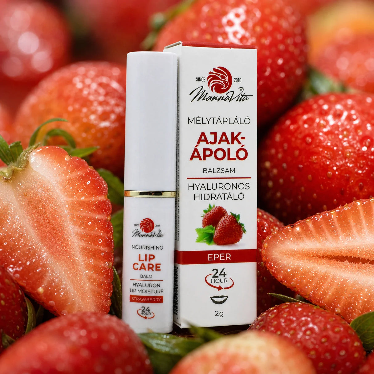 Mannavita • Balsamo labbra con Acido Ialuronico • Nutritivo profondo • FRAGOLA