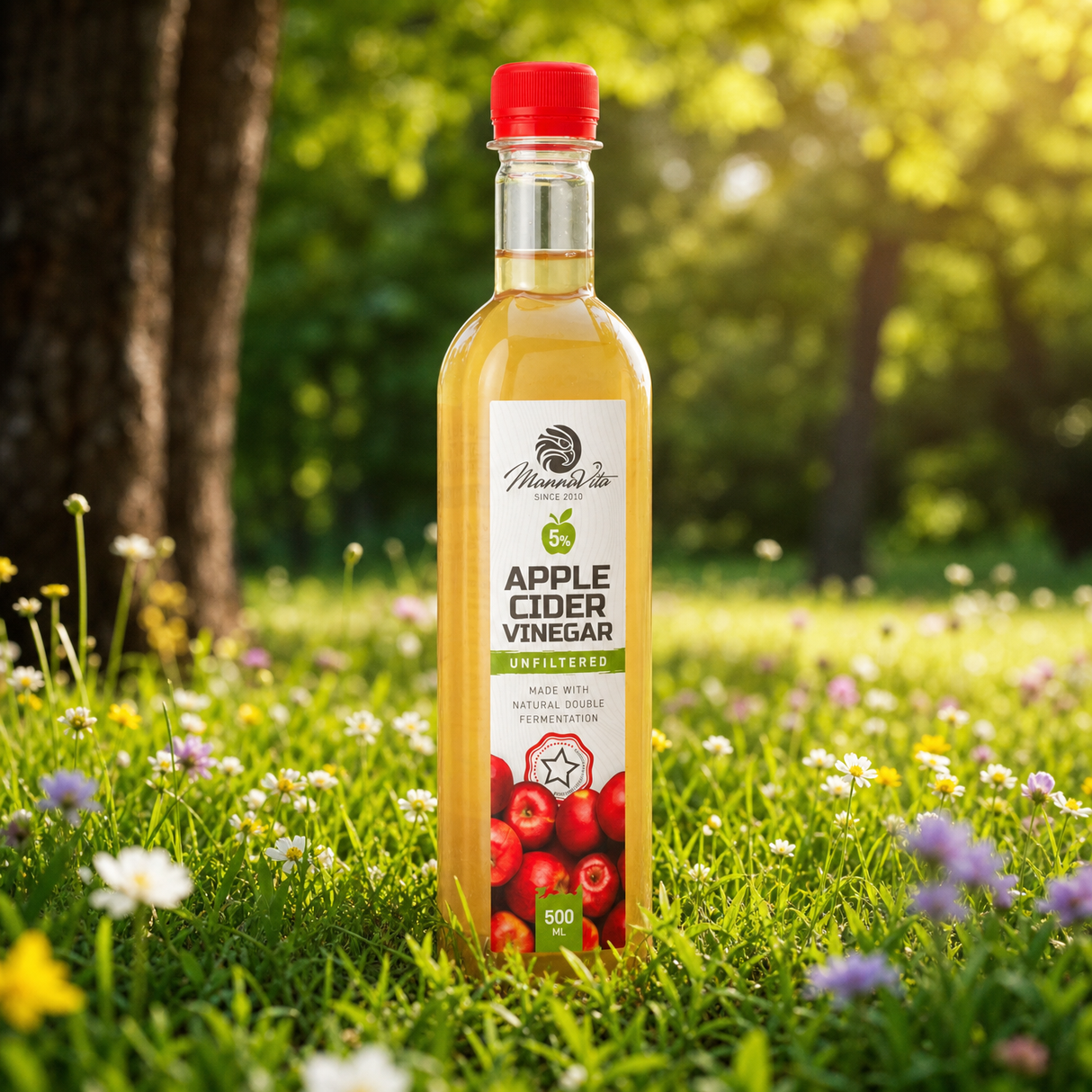 Mannavita • Aceto di Mele non filtrato con doppia fermentazione • 500 ml