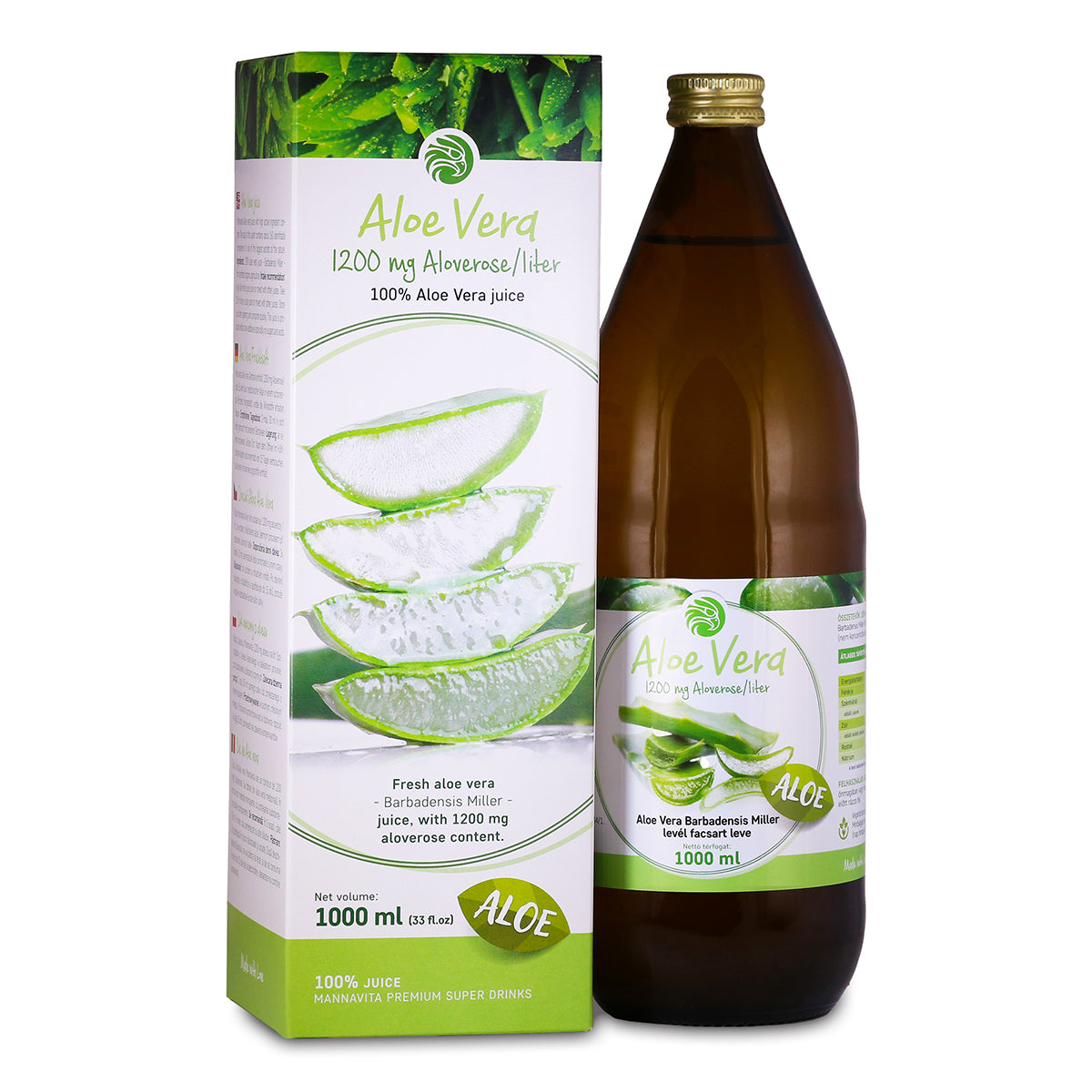 Mannavita succo di Aloe vera, puro spremuto al 100% • 1000 ml