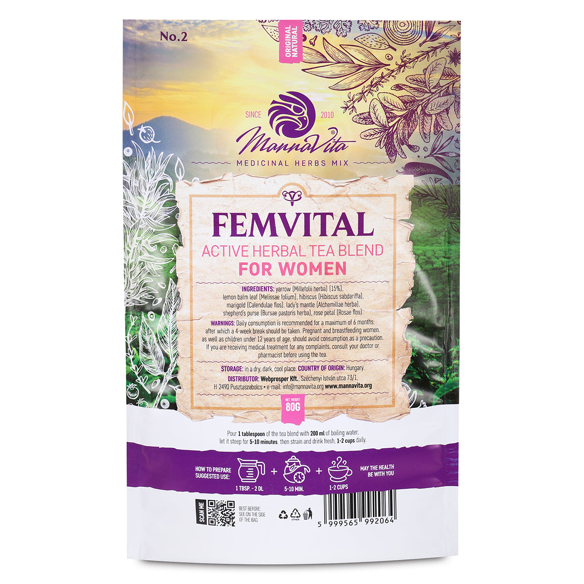 FEMVITAL miscela di tisana alle erbe attiva per donne • 80g