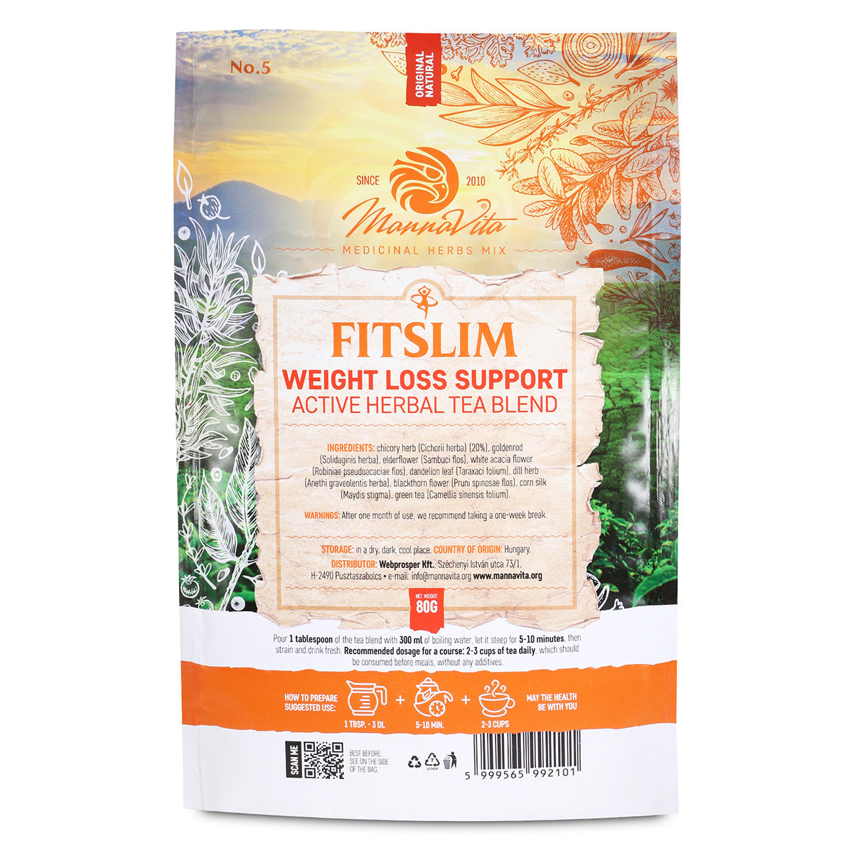 FITSLIM Miscela attiva di tisana alle erbe di supporto alla perdita di peso • 80g