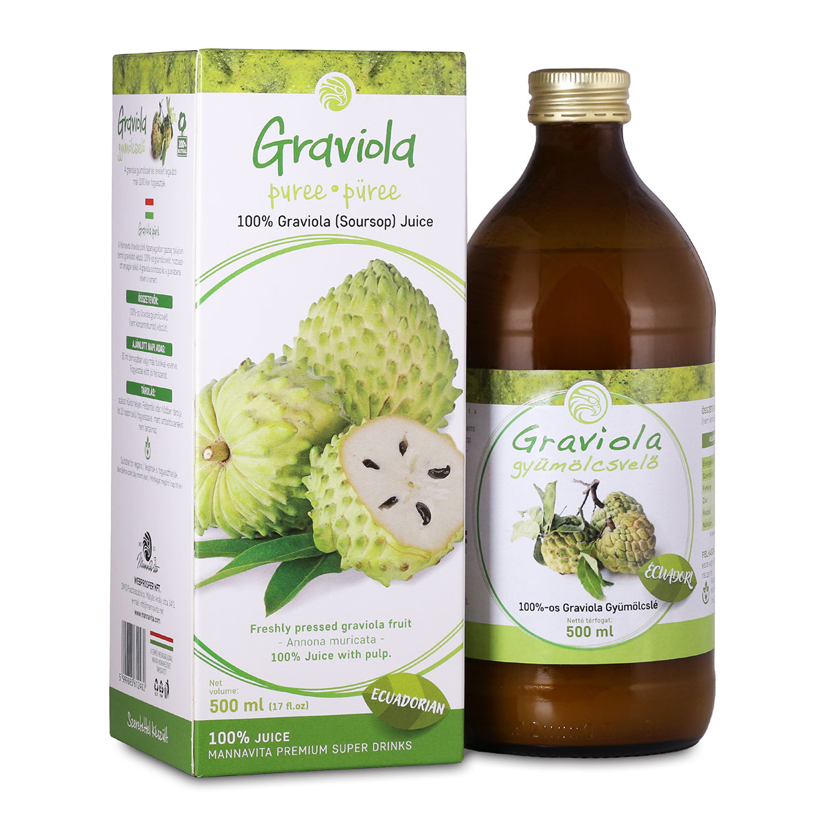 Mannavita succo di Graviola, puro spremuto al 100% • 500 ml