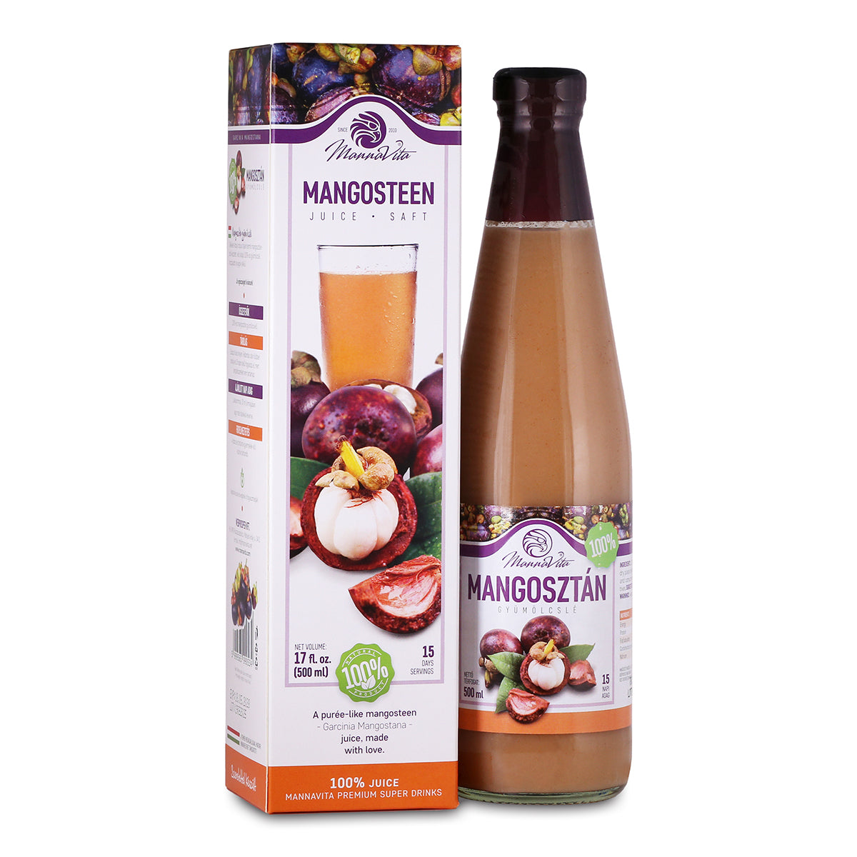 Mannavita succo di Mangostano, puro spremuto al 100% • 500 ml