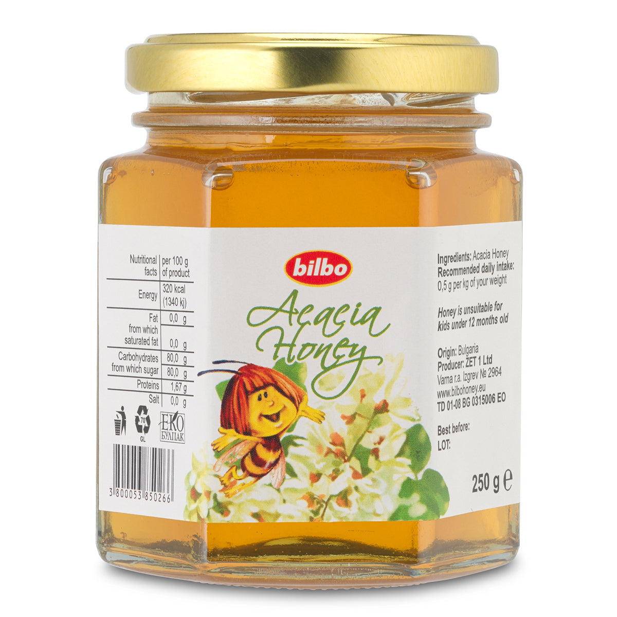 Miele di acacia grezzo Bilbo • 250 g