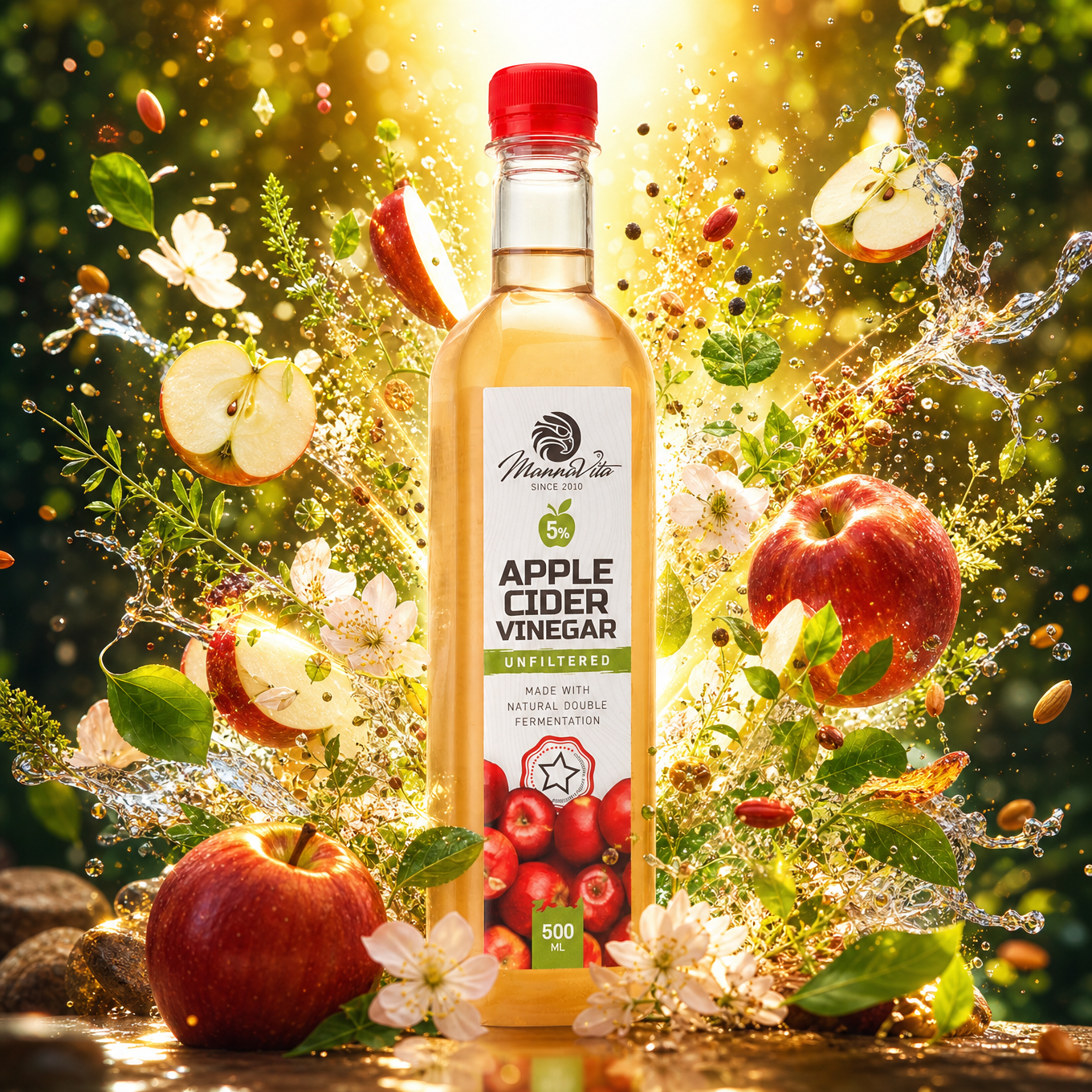Mannavita • Aceto di Mele non filtrato con doppia fermentazione • 500 ml