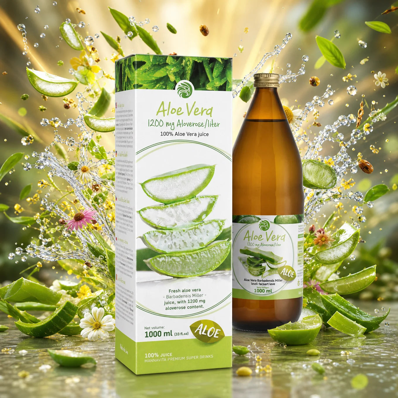 Mannavita succo di Aloe vera, puro spremuto al 100%  • 1000 ml