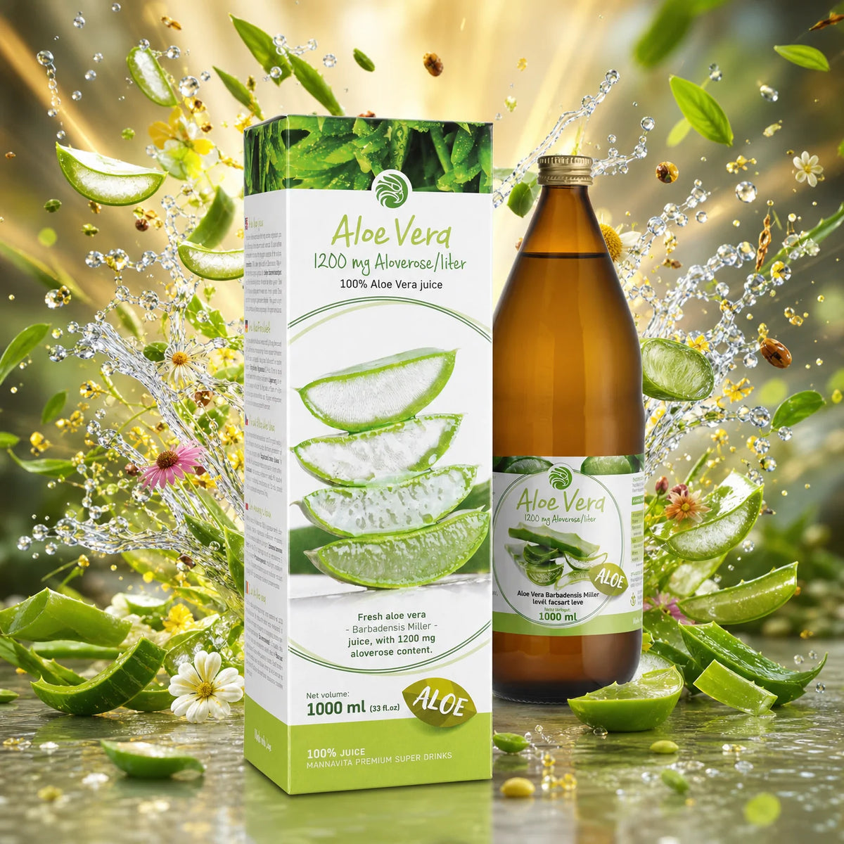 Mannavita succo di Aloe vera, puro spremuto al 100%  • 1000 ml