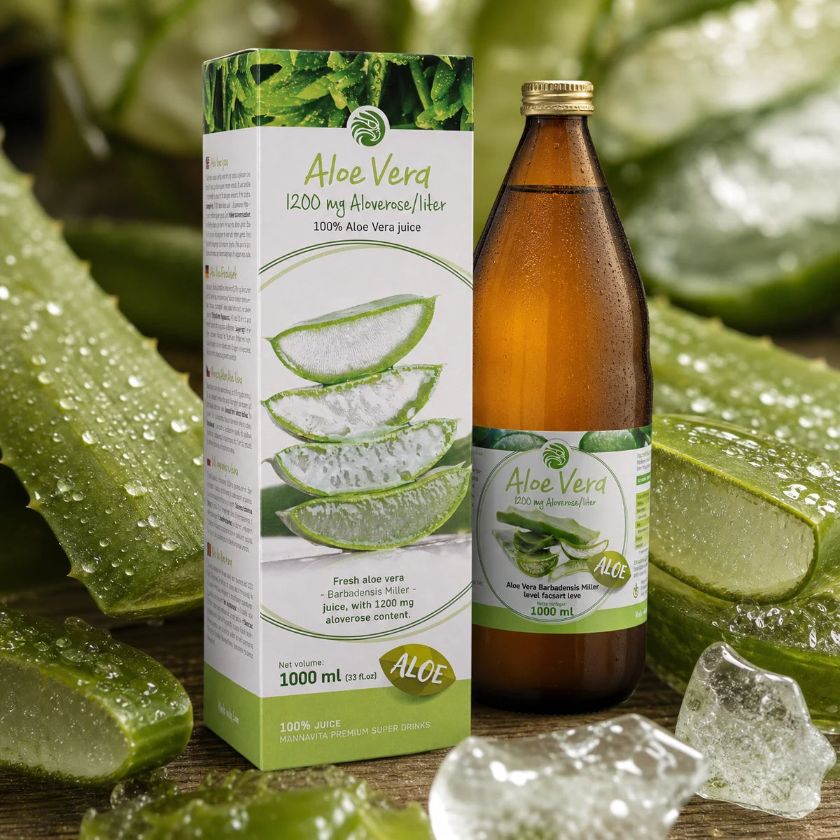 Mannavita succo di Aloe vera, puro spremuto al 100%  • 1000 ml