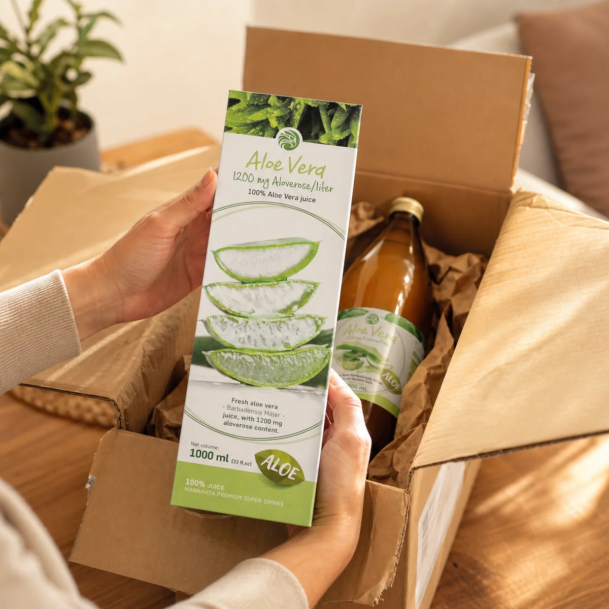 Mannavita succo di Aloe vera, puro spremuto al 100%  • 1000 ml