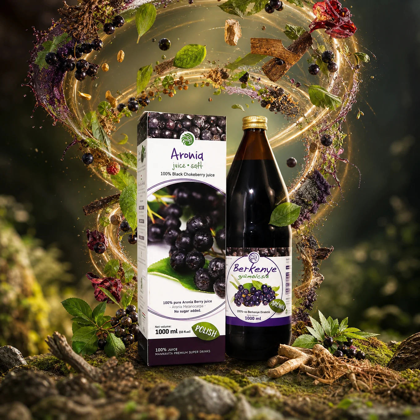 Mannavita succo di Aronia, puro spremuto al 100%  • 1000 ml