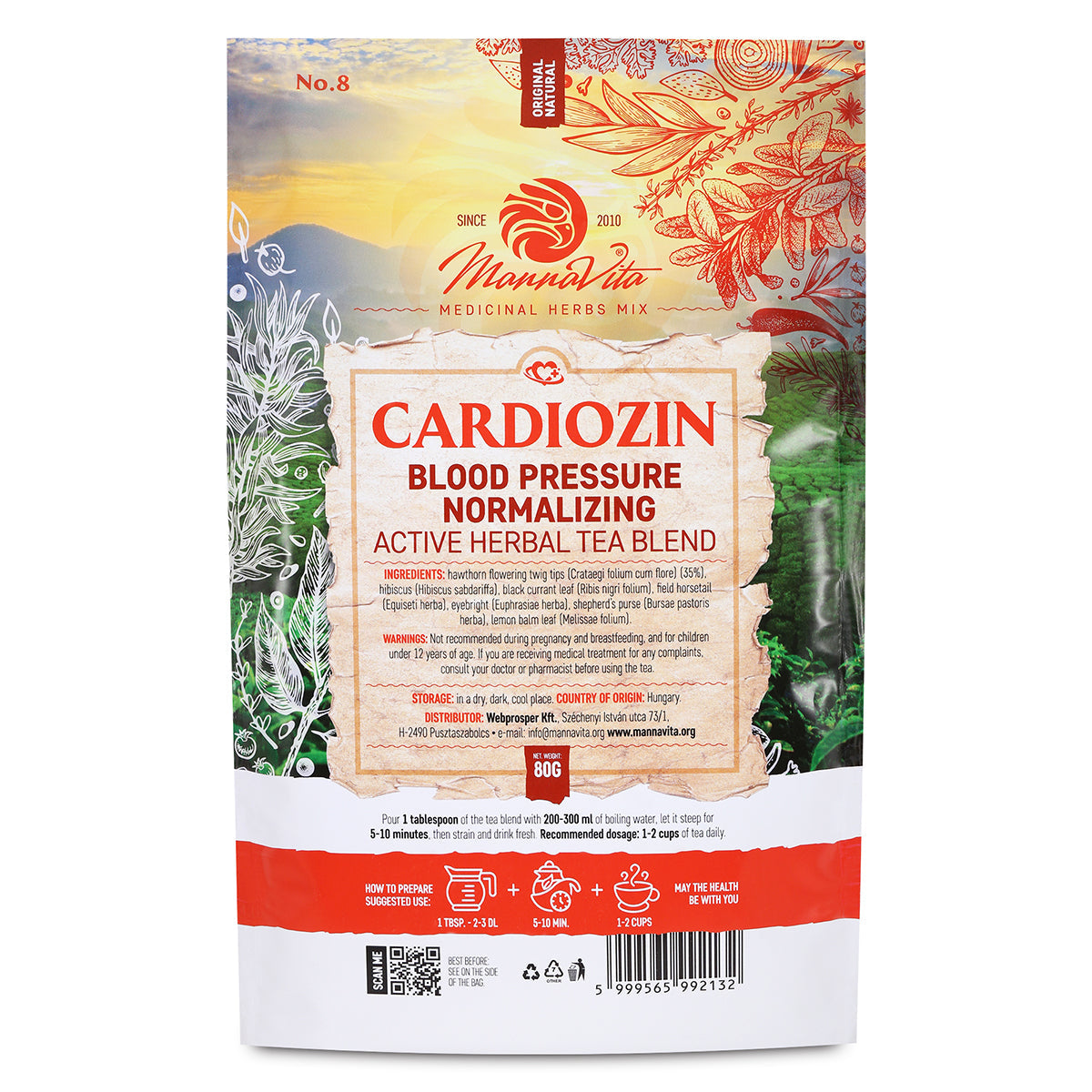 CARDIOZIN Miscela attiva di tisana alle erbe per normalizzare la pressione sanguigna • 80g