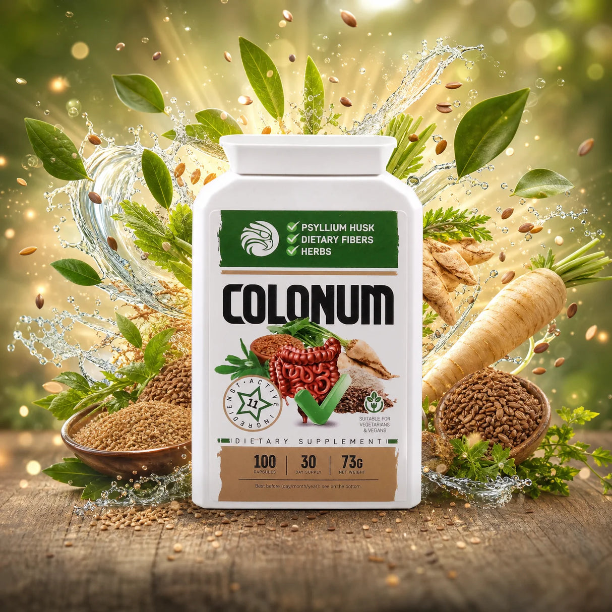 COLONUM capsule per la pulizia del colon e il ripristino dell'intestino • 100 capsule