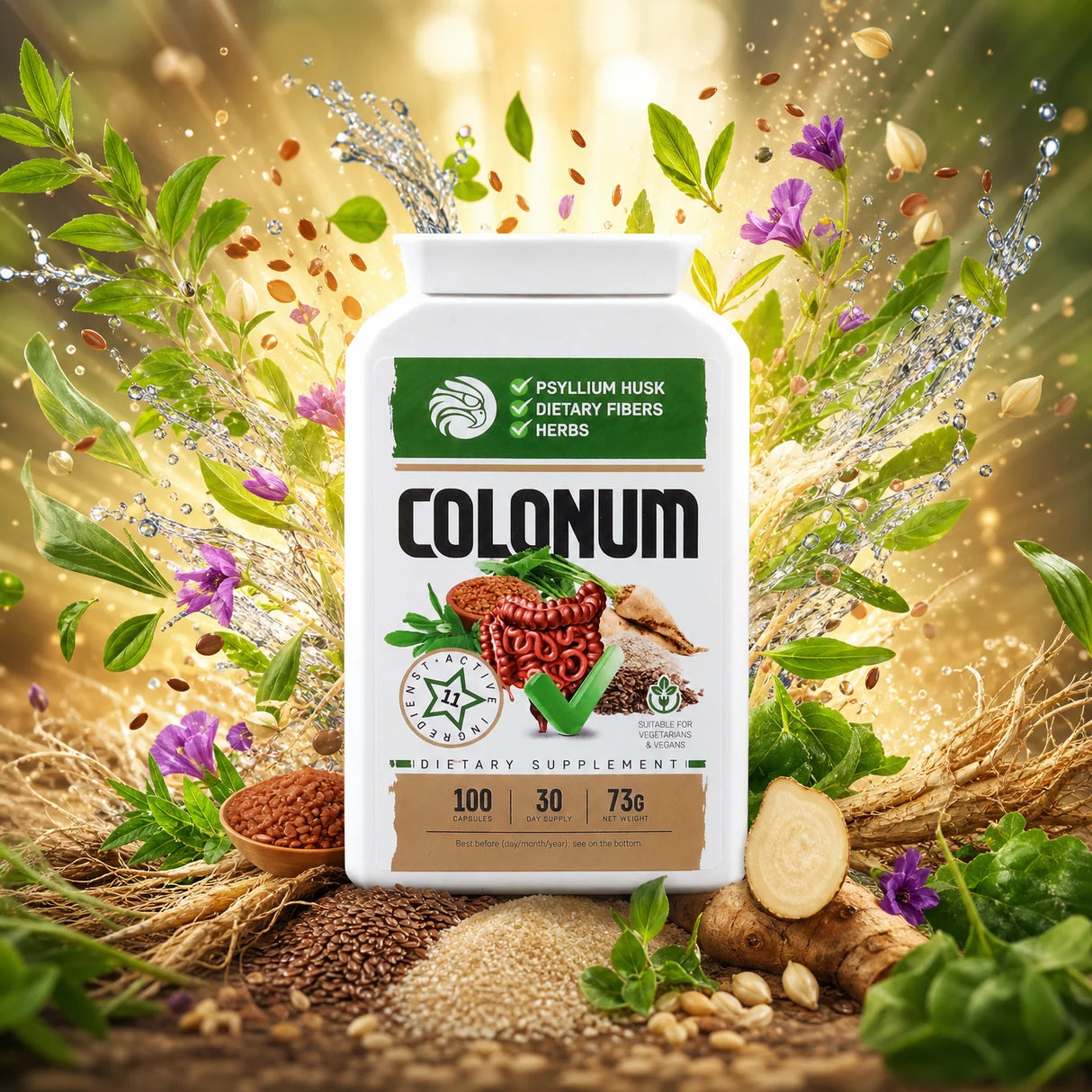 COLONUM capsule per la pulizia del colon e il ripristino dell'intestino • 100 capsule