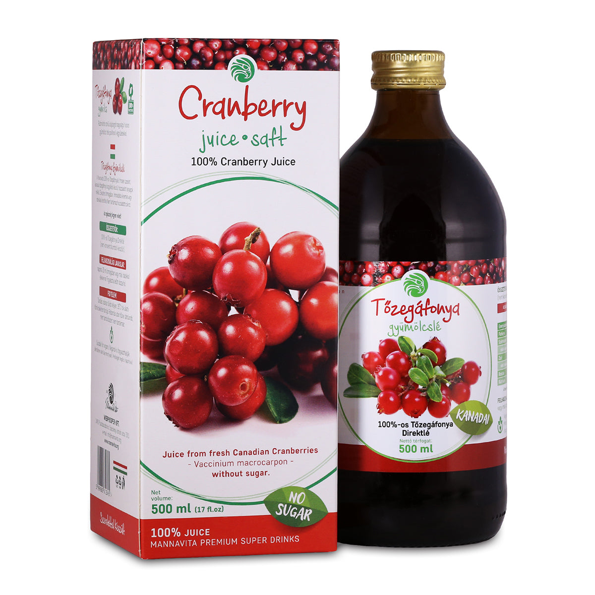 Mannavita succo di Mirtillo Rosso, puro spremuto al 100% • 500 ml
