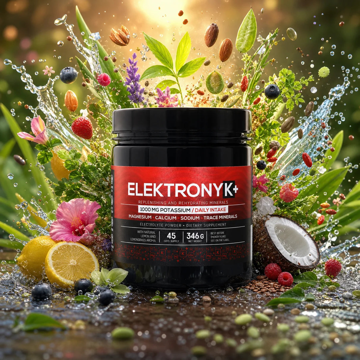 ElektronyK+ polvere elettrolitica • 1000 mg di potassio con glicina • DOLCE, 402g