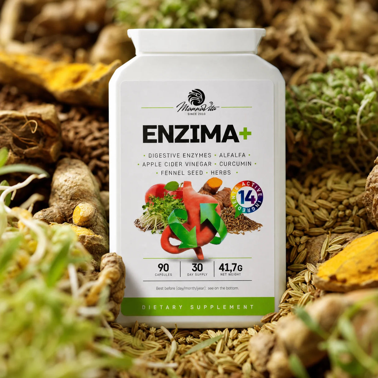 ENZIMA+ complesso di Enzimi Digestivi con Betaina HCL • 90 capsule