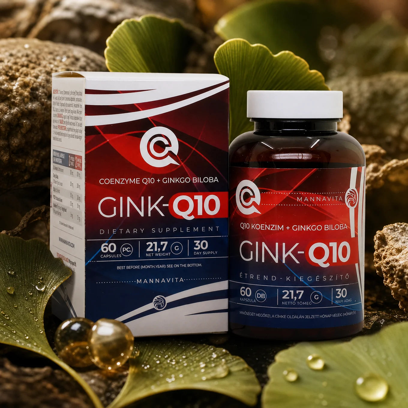 GINK-Q10 • Complesso di Coenzima Q10 + Ginkgo Biloba • 60 capsule