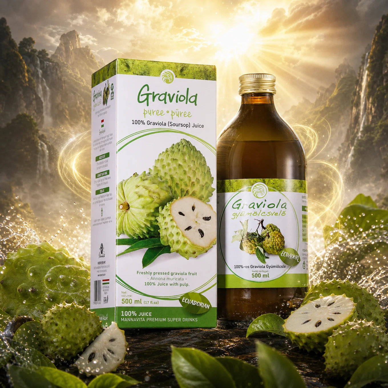 Mannavita succo di Graviola, puro spremuto al 100% • 500 ml