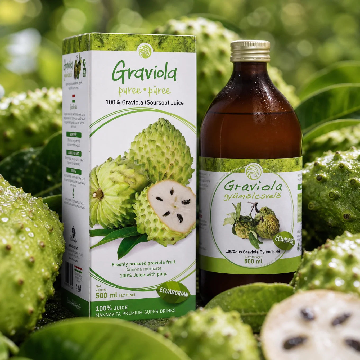 Mannavita succo di Graviola, puro spremuto al 100% • 500 ml