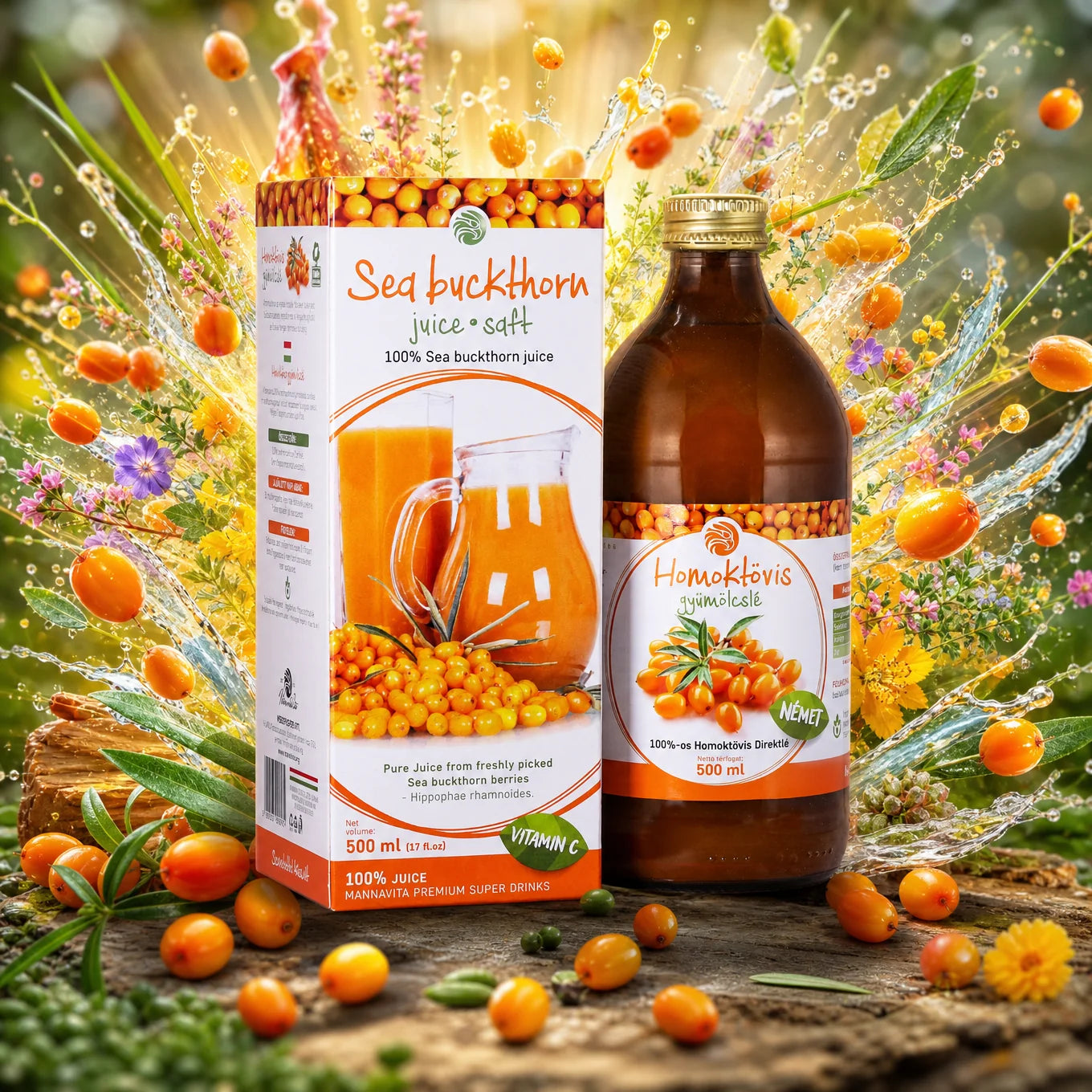 Mannavita succo di Olivello spinoso, puro spremuto al 100% • 500 ml