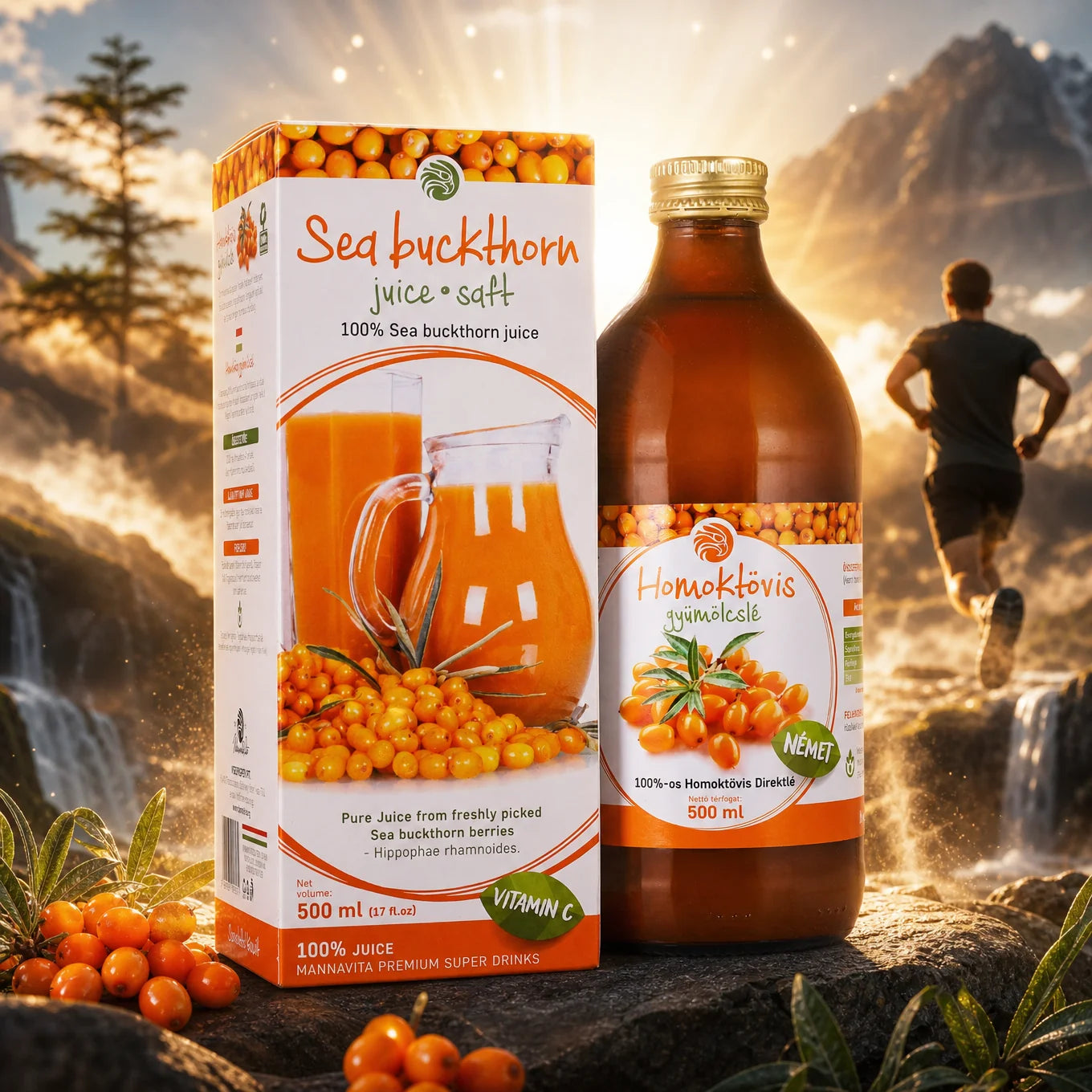 Mannavita succo di Olivello spinoso, puro spremuto al 100% • 500 ml