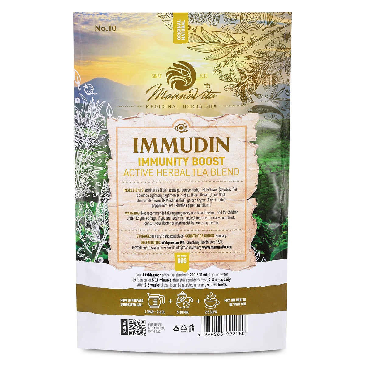 IMMUDIN Miscela attiva di tisana alle erbe che rafforza le difese immunitarie • 80g