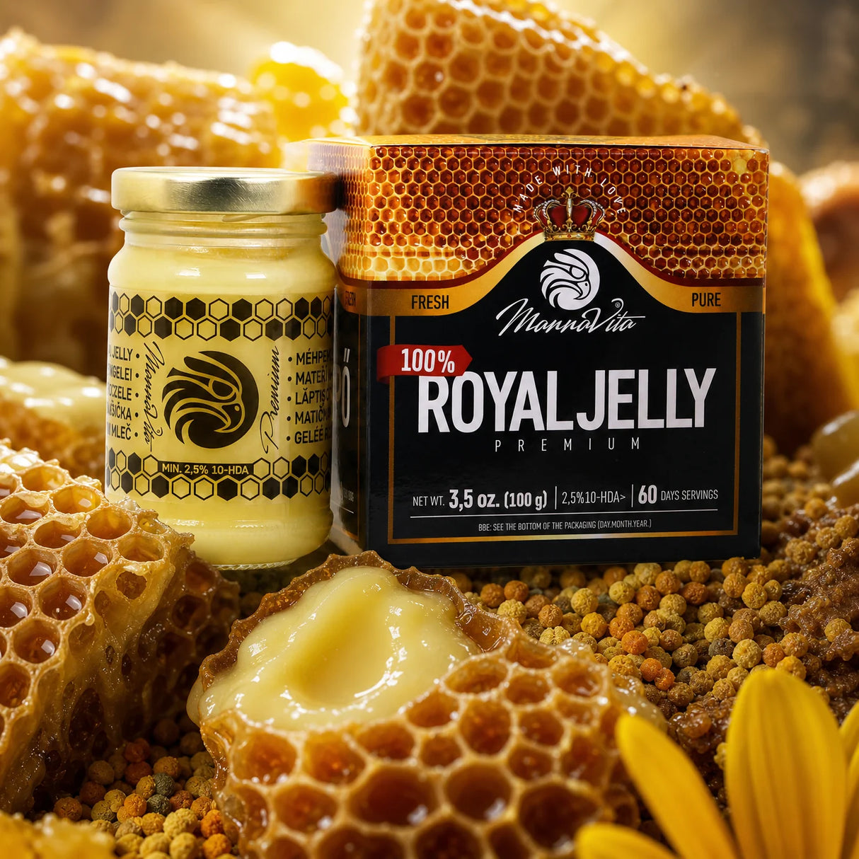 Mannavita Premium Pappa reale, fresca pura • 2,5% 10-HDA • 100g