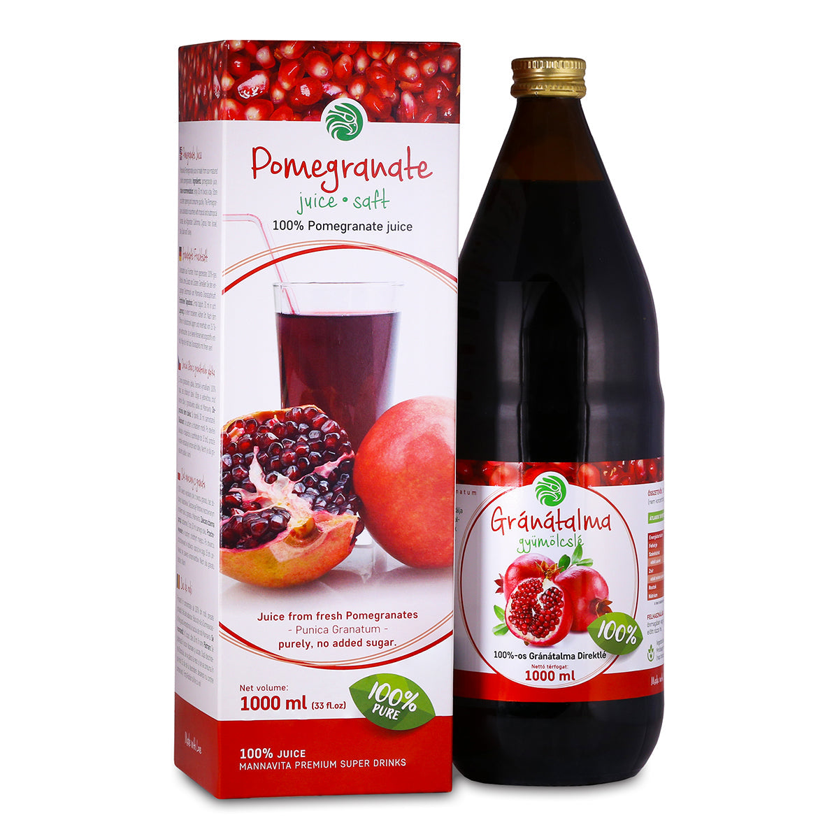 Mannavita succo di Melograno, puro spremuto al 100% • 1000 ml