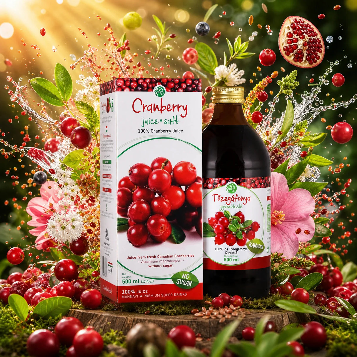 Mannavita succo di Mirtillo Rosso, puro spremuto al 100% • 500 ml