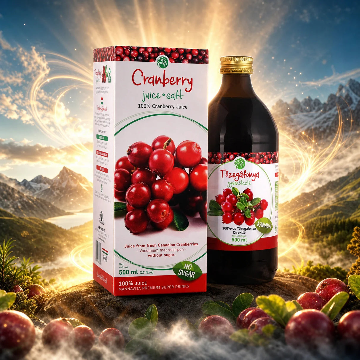 Mannavita succo di Mirtillo Rosso, puro spremuto al 100% • 500 ml